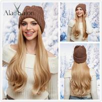 ALAN EATON skrybėlių perukai Kepurėlė su plaukų blondine spalva Connect Sintetiniai plaukų priauginimai moterims Daily Party High Temperature Fiber brown