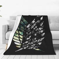 Soft Warm Blankets Camping Attack On Titan Throw Blanket Japan Fantasy Cartoon Logo Flannel Bedspread Bedroom Sofa Bed Cover 30*40in gray