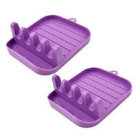 2Pcs Pot Lid Rack Easy to Clean Spoon Chopsticks Rest Holder Space-Saving Countertop Kitchen Utensil Holder for Home violetinė