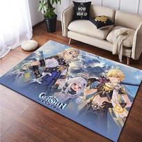 „Genshin Impact HD“ spausdintas kilimas buitinis kilimėlis vaikų kambario svetainė, kėdė prie lovos, modernus paprastas grindų kilimėlis kawaii kilimėlis 40cm x 60cm black