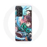 Case - Maniacase - Samsung Galaxy A52 - Tanjiro and Nezuko - Silicone - Soft juoda