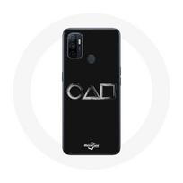 Coque Oppo A53 Squid Game logo symboles carre cercle triangle Fond Noir