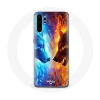 Coque pour Huawei P30 Pro Loup de Glace et de feu