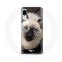 Coque pour Samsung Galaxy A20e Chat Siamois Noir et blanc aux Yeux Bleus