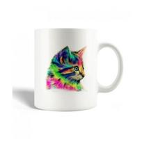 Mug en Céramique Chaton Coloré Sur Le Pop Art Abstrait
