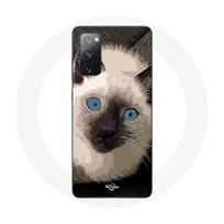 Coque pour Samsung Galaxy S20 FE Chat Siamois Noir et blanc aux Yeux Bleus