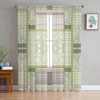 Lapai Gėlės Keturkampis Peris Miegamojo Skaidrios Plonos Užuolaidos Šventinė Dekoracija Langų Voile Tulle Užuolaida 135W x 114H(cm) white