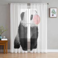 Panda Ink Painting Duck Frog Modern Printed Tulle Curtains for Bedroom Balcony Window Decor Creative Fashion Home Sheer Curtain 135W x 114H(cm)