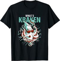 Kraken Ocean Monster Diver Surfer Beach Lover What'S Kraken Unisex T-Shirt S blue