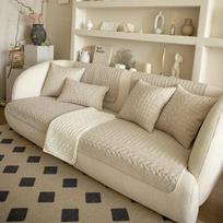 Small Fresh Style Sofa Cushion Four Seasons Universal Washed Cotton Simple Cover Back Towel Cover Cloth Non-Slip Cushion 70x70cm beige