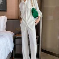 Women's Temperament Wide Leg Pants Set Vintage White Large Size Loose Casual Sunscreen Shirt Breathable Two-piece Set XXXL balta