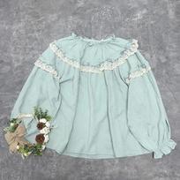 Johnature Fungus Edge Pullover Jacquard Top Forest Lace Cotton Shirt Spring Sweet Doll Loose Casual Women Shirts One Size smėlis