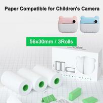 3 ritinėliai 56*30mm terminio popieriaus lipdukai, spausdinami, suderinami su vaikų momentinio spausdinimo kameromis, terminio spausdinimo nuotraukų spausdintuvais 3Rolls white paper white