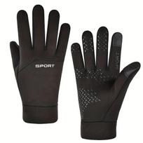 Vyriškos žieminės vandeniui atsparios dviračių pirštinės, sportinės, slidinėjimo bėgimo motociklai, liečiamas ekranas, vilnos pirštinės, neslystančios, šiltos, pilnos pirštinės M juoda