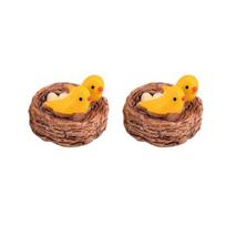 2 vnt. Mini paukšteliai su lizdu Sodo Dervos Menas Amatas Namų Dekoras Stalo Ornamentas brown