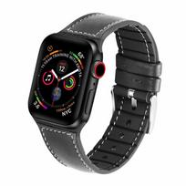 Genuine Leather strap for Apple watch 6 band 44mm 40mm iWatch band 38mm 42mm silicone belt bracelet apple watch serie 6 5 4 3 se For 38mm or 40mm black