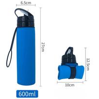 Lauko kūrybiškas sportinis silikoninis sulankstomas virdulys kelionės į kalnus laipiojimas dviračiu nešiojamasis vandens butelis sulankstomas puodelis dovanų puodelis 600ml1PCS mėlyna