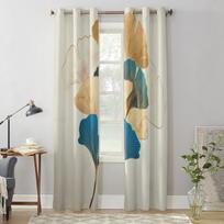 Ginkgo Leaves In Vintage Style Window Curtains For Living Room Kitchen Modern Curtains Home Decor Blinds Drapes 135W x 60H(cm) x1 gray