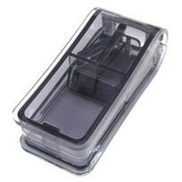 Saldainių spalvos skaidri tablečių laikymo dėžutė su nerūdijančio plieno tablečių pjaustytuvu, tablečių dalikliu, nešiojama mini tablečių dėžutė kelionėms į namus juoda