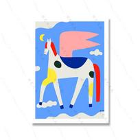 Mėlyna moteris abstrakti nuoga mergina drobės tapyba kambarys namų dekoras be rėmo plakatas menas sienos paveikslas spaudinys juokingas Pegaso freska 21x30cm No Framed