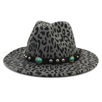 Leopardo rašto fedora skrybėlė Unisex Platus kraštas Džiazo skrybėlė Ruduo Žiema Klasikinė Elegantiška Panama skrybėlė Vyriška Apsaugos nuo saulės skrybėlė Didmeninė prekyba black