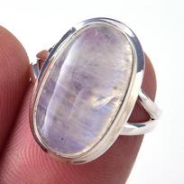 Natural Rainbow Moon Stone Gemstone Handmade 925 Sterling Silver Ring S.6 R9c62 gray