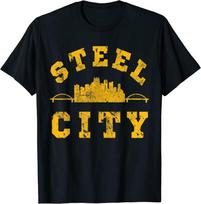 Pittsburgh Steel City Skyline Bridges 412 Home Vintage Unisex T-Shirt S