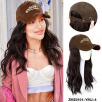 MISSQUEEN Synthetic Wig With Adjustable Hat Baseball Cap Extension Long Straight Wig For Women 50cm white