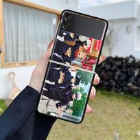 Luxury Case For Samsung Galaxy Z Flip 4 3 5G Black PC Hard Phone Cases Fashion Back Cover ZFlip Funda Jujutsu Kaisen Anime Shell Samsung Z Flip 4 5G