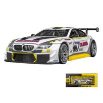 1/24 mastelio BMW M6 GT3 Akumuliatoriaus tipas Lietaus metalo žaislinio automobilio modelis Lenktyninis automobilis su lengvai atsitraukiančiu modelio modeliu gabiems vaikams 1/24-Size:20.8*8.5*5.5cm balta