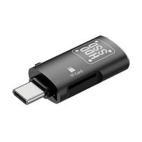 OTG adapteris 2 „1 in 3“ tipo C prie USB TF automobilio įrašymo įrenginio skaitytuvo kortelės didelės spartos duomenų juoda