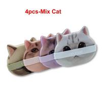 4pcs Cute Cat Design Air Cushion Powder Puff Dual-use Liquid Foundation  Face Concealer BB Cream Cosmetic Applicator Makeup Tool gray