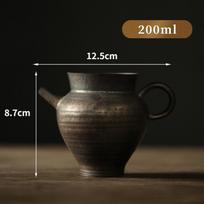 200ml Japanese-style Tea Pitcher Rust-glazed Ceramic Fair Cup Thin Tire Tea Divider Tea Pot with Handle Household Kung Fu Teaset 12.5X8.7CM 200ML gray