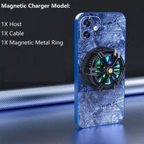 X13 magnetinis telefono radiatorius, belaidis įkroviklis, aušinimo ventiliatoriaus laikiklis, žaidimų konsolė Live Cooler RGB ventiliatorius TYPE-C, skirtas Apple Android mėlyna