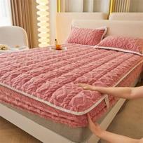 Naujas kieto pieno miltų medvilnės lovos sutirštintas pliušinis paklodė žieminės vilnos koralų miltų čiužinio apsauga Two pillowcases brown