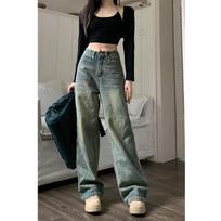 Retro Vintage Baggy Straight Female Y2K High Waist Loose Casual Pants Wide Fashion Leg Jeans Denim Trousers Women Streetwear XL