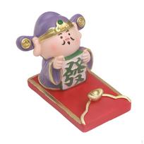 Fortune Deity Miniature Sculpture - Resin Phone Stand for Spring Festival Decor violetinė