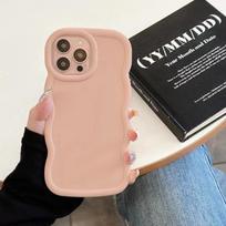 For iPhone 16 15 Plus 14 13 12 Pro Max Simple Wave Pattern Soft Shell Silicone Phone Case iPhone 13 rožinė