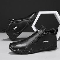 Spring Men's Casual Leather Shoe Cover Foot Lefu Shoes Flat Soft High Quality Slip-on Loafers 43 juoda