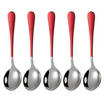 5Pcs Stainless Steel Desserts Ice Cream Coffee Stirring Spoons Kitchen Tableware Sale Goods
