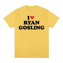 Juokingi I Love Ryan Gosling grafiniai marškinėliai Vyriški Moteriški Drabužiai O-Kaklo marškinėliai Vasaros laisvalaikio 100 % medvilnės per dideli marškinėliai S juoda