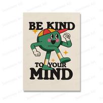 Be Kind To Your Mind Art Prints Positive Mental Health Inspirational Quote Canvas Painting Poster Pictures for Office Wall Decor 21x30cm No Framed mėlyna