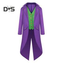 Viduramžių smokingo kostiumo paltas Cos Performance Helovino kostiumas Retro smokingo Helovino kostiumas Cosplay vidutinio ilgio kostiumo striukė L violetinė