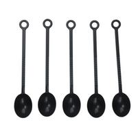 Plastikinės medžiagos Arbatos šaukšteliai Praktiški 21 cm ilgio lankstomi black