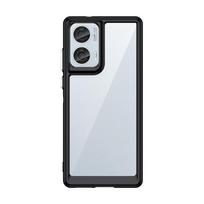 Skaidrus PMMA dėklas, skirtas Motorola Edge 50 Fusion 50Fusion spalvingam minkštu kraštu, apsauginiu apvalkalu, apsaugančiu nuo dūžtančio kieto dangčio For Edge 50 Fusion juoda