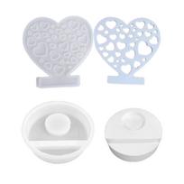 Širdies formos žvakidė, silikoninė liejimo forma, žvakės pagrindo forma, dekoratyvinė žvakidės liejimo forma, ornamentas, namų dekoracijų forma white