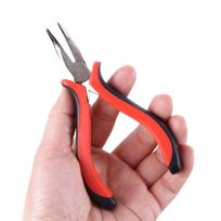 Bend tip pliers DIY Hair Extension Tool Clip Pliers for micro rings/links/beads & Feather hair extension red
