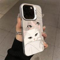 Soft Clear Silicone Case for iPhone 15 Pro Max 14 13 12 11 Xsmax XR- Creative Cute Cat Pink for Women Girls Lady Full Body Protection Cover Apple Xsmax gray