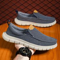 One Foot Stirrup Breathable Lightweight Canvas Men's Anti-Odor Sports Casual Dad Driving Cloth Shoes Plus Size 47 mėlyna