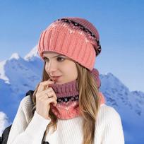 Skrybėlių moteriškas šalikas dviejų dalių rinkinys, apsaugantis nuo šalčio žiemą šiltas Average Size pink